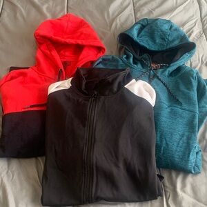 Jordan Kids' Vibrant Red, Teal, and Black Hoodie Set